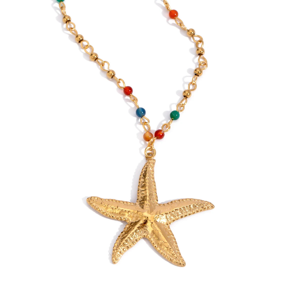 Maris Necklace Starfish Pendant with Hammered Bead