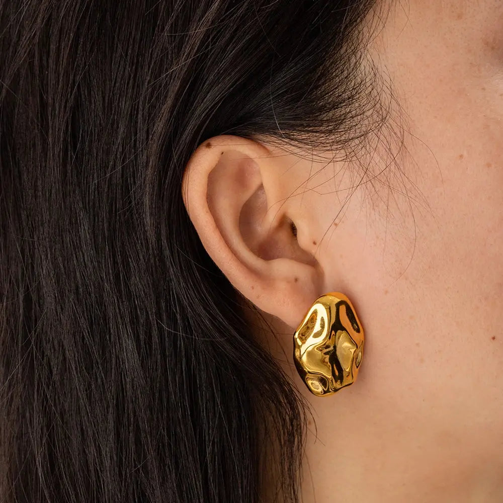 Marée Earrings Irregular Hammered Lines