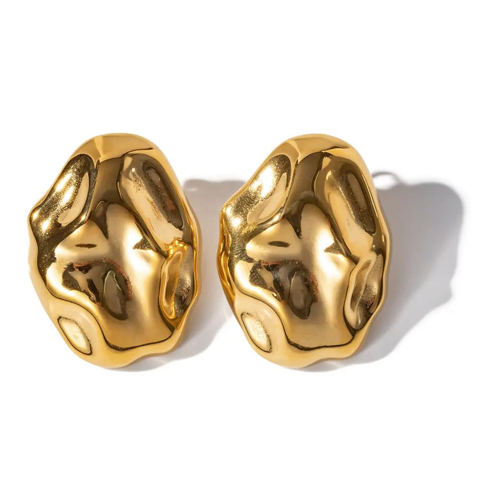 Marée Earrings Irregular Hammered Lines