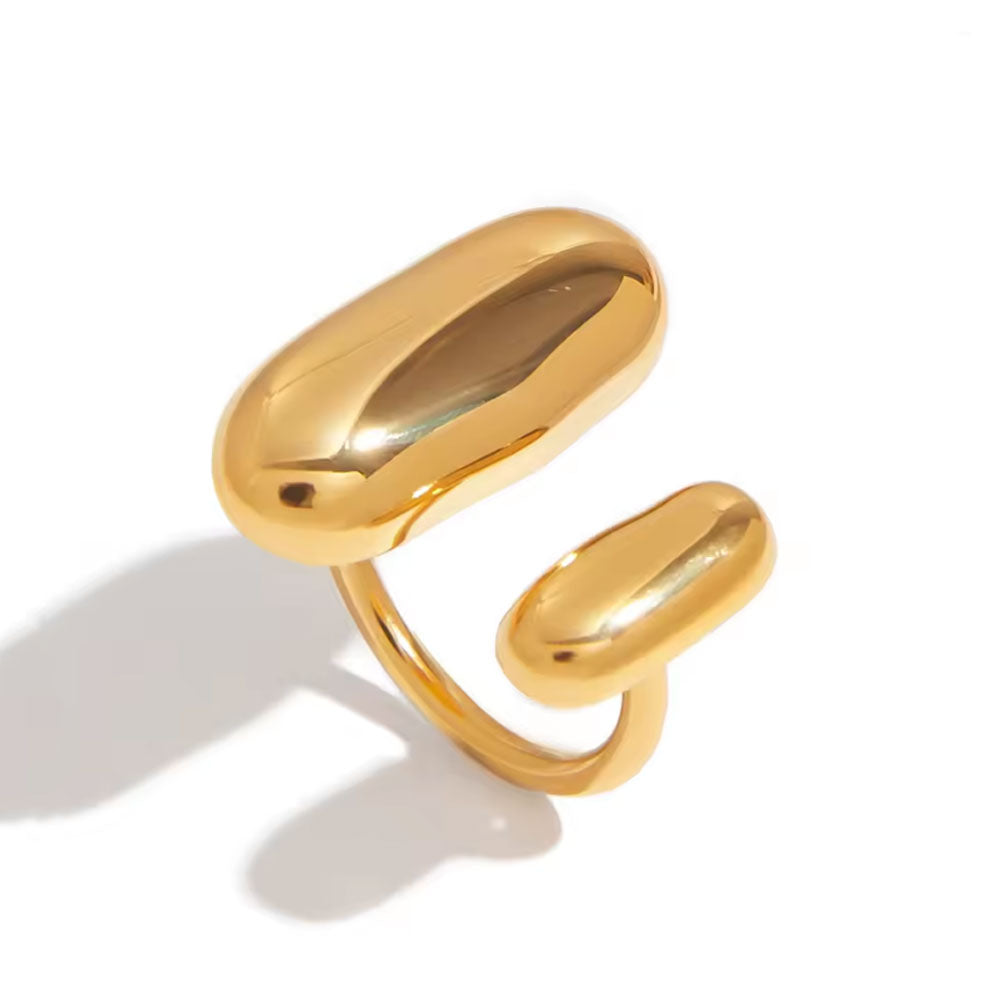 Duo Ring Two-Tone Geometric Double Layer