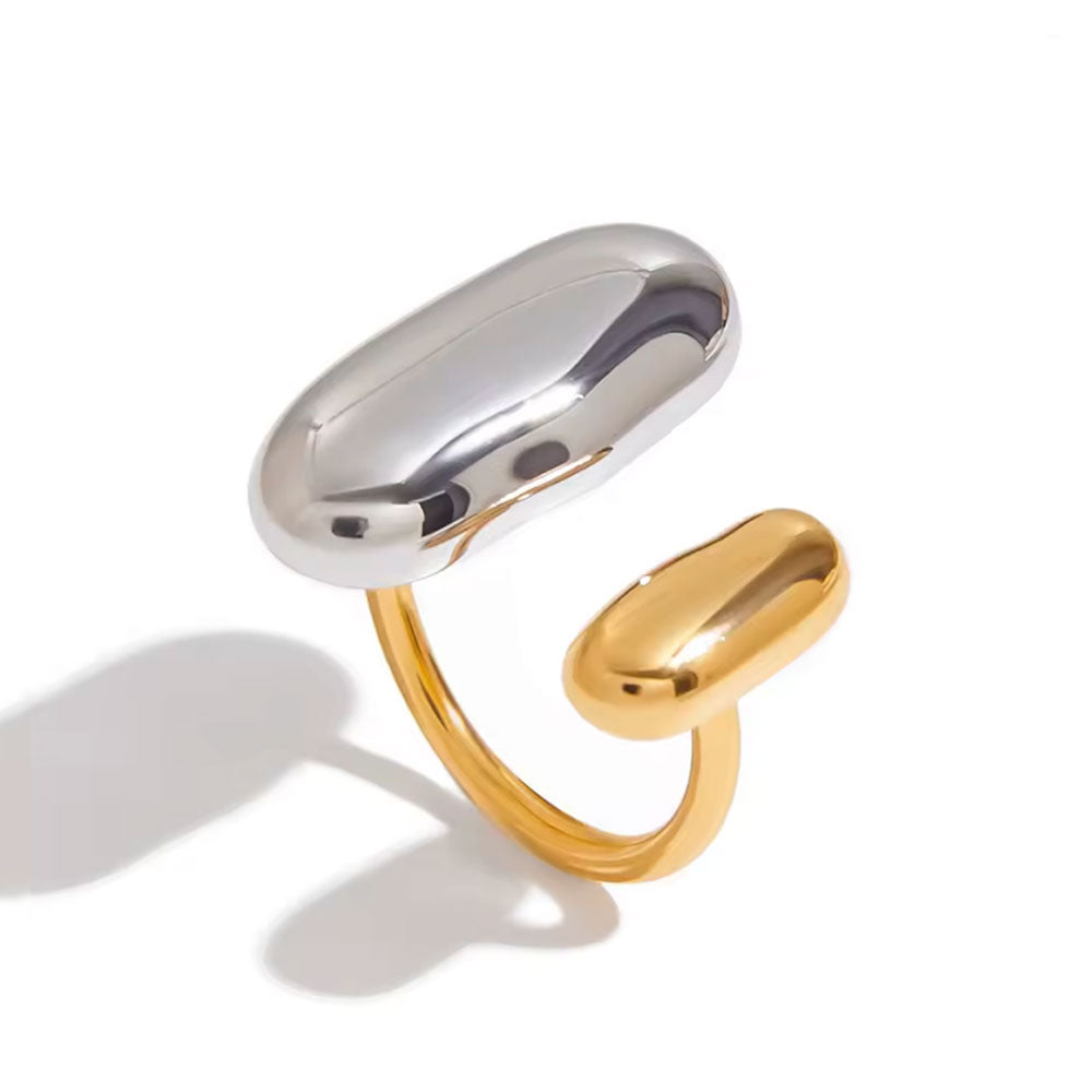 Duo Ring Two-Tone Geometric Double Layer