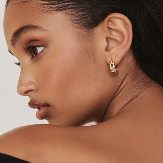 Aurora Earrings Waterdrop Design with Colored Zircon