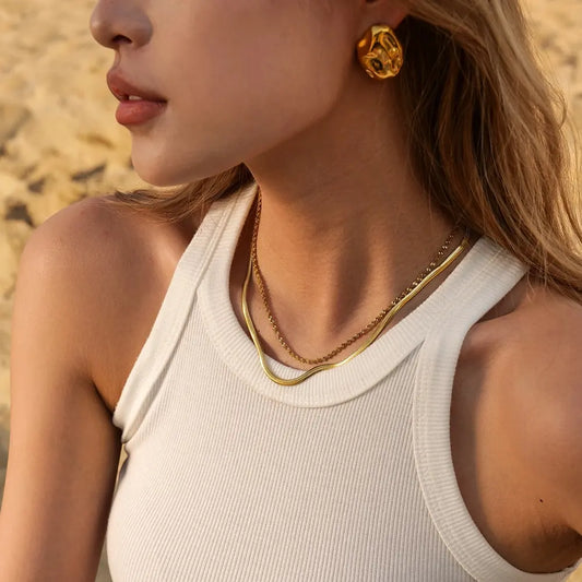 Marée Earrings Irregular Hammered Lines