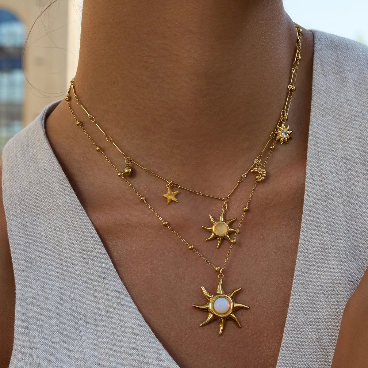 Solara Necklace Opal Sun Pendant
