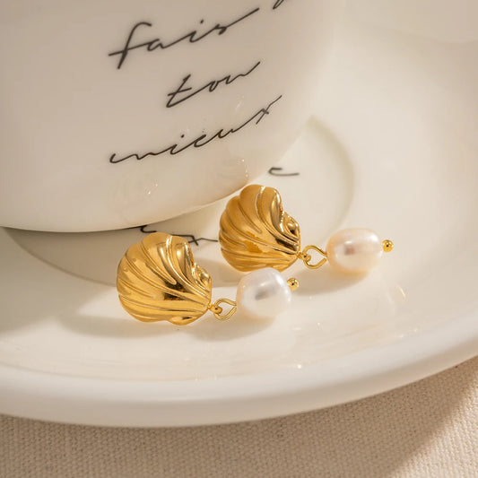 Marina Earrings Shell & Freshwater Pearl