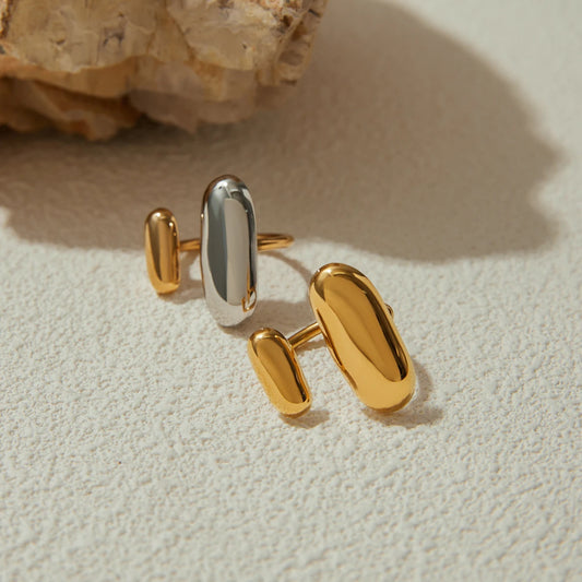 Duo Ring Two-Tone Geometric Double Layer