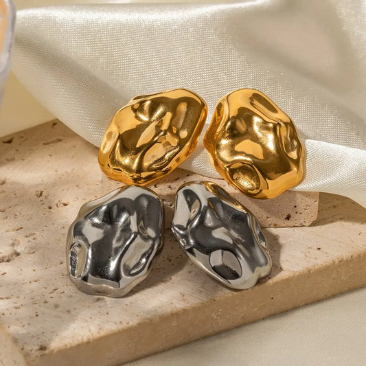 Marée Earrings Irregular Hammered Lines