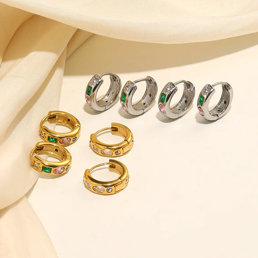Aurora Earrings Waterdrop Design with Colored Zircon