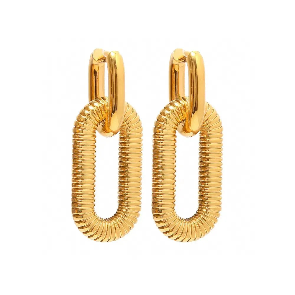 Chaîne Earrings Textured Chain Link in Gold